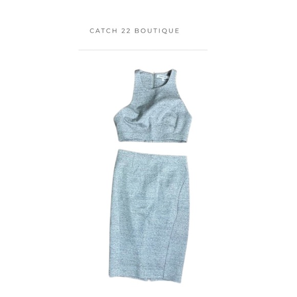 Elizabeth James Grey Crop Top Skirt-set sz 6